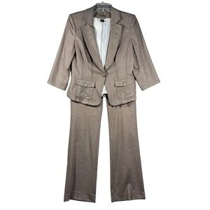 White House Black Market Legacy Suit Set Brown Blazer 6 Modern Boot Pants 4R